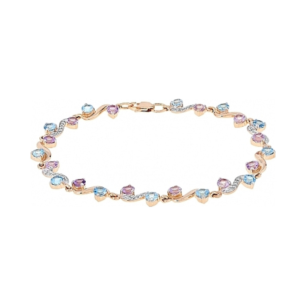 Золотой браслет с полудраг. вставками и фианитом № 115423