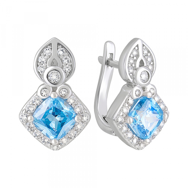 Серебряные серьги с фианитами № 127761