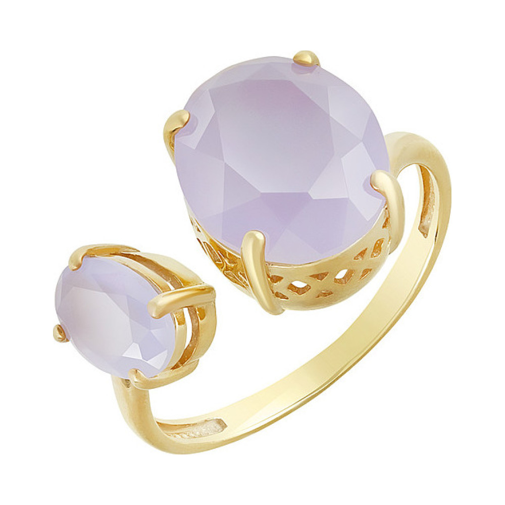 Серебряное кольцо с алпанитом и золотым покрытием № 132380