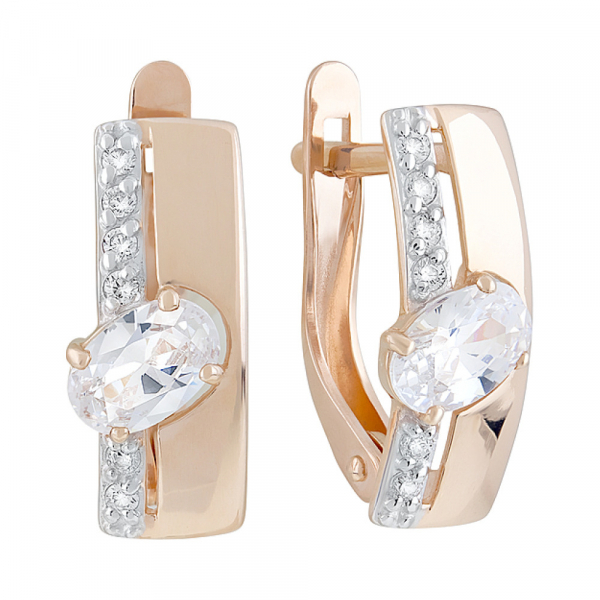 Золотые серьги с фианитами № 127592