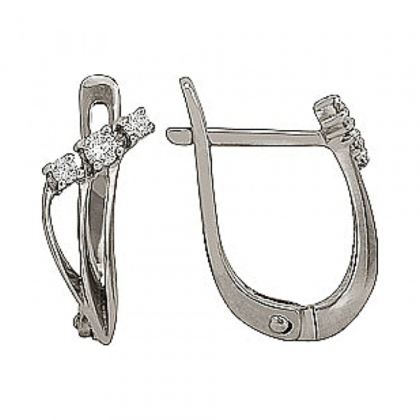 Золотые серьги с бриллиантом № 74279