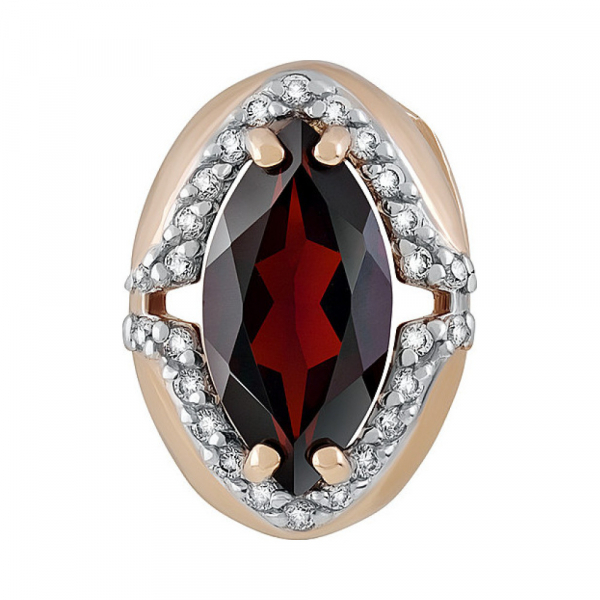 Золотая подвеска с гранатом и фианитом № 134839