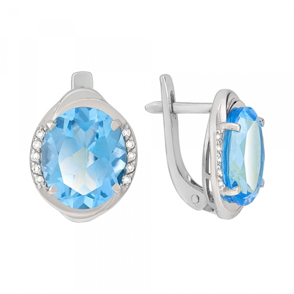 Золотые серьги с топазом и фианитом № 114021