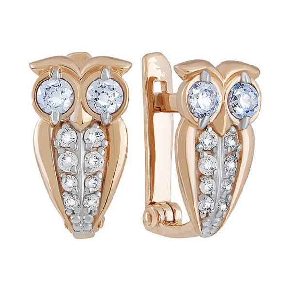 Золотые серьги с фианитом № 136394