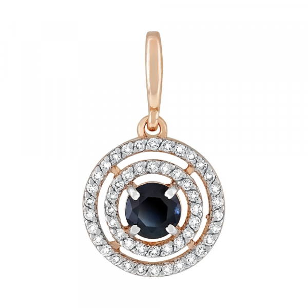 Золотая подвеска с бриллиантом и сапфиром № 119203