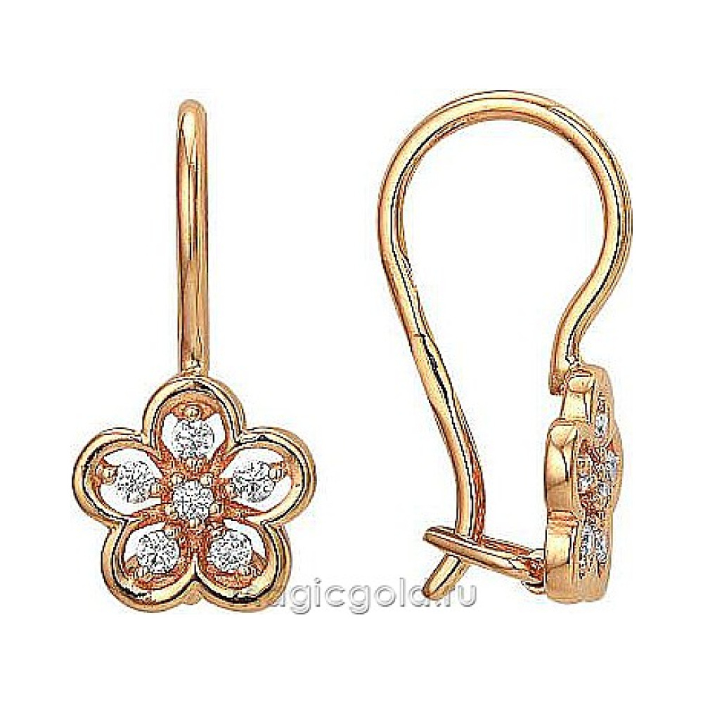 Золотые серьги с фианитом № 173847
