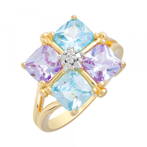  кольцо с фианитом и золотым покрытием № 108568