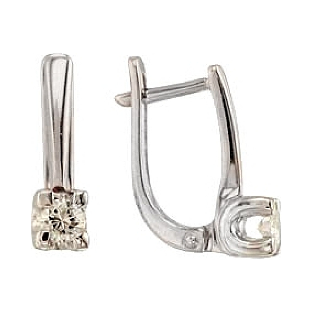 Золотые серьги с бриллиантом № 115324