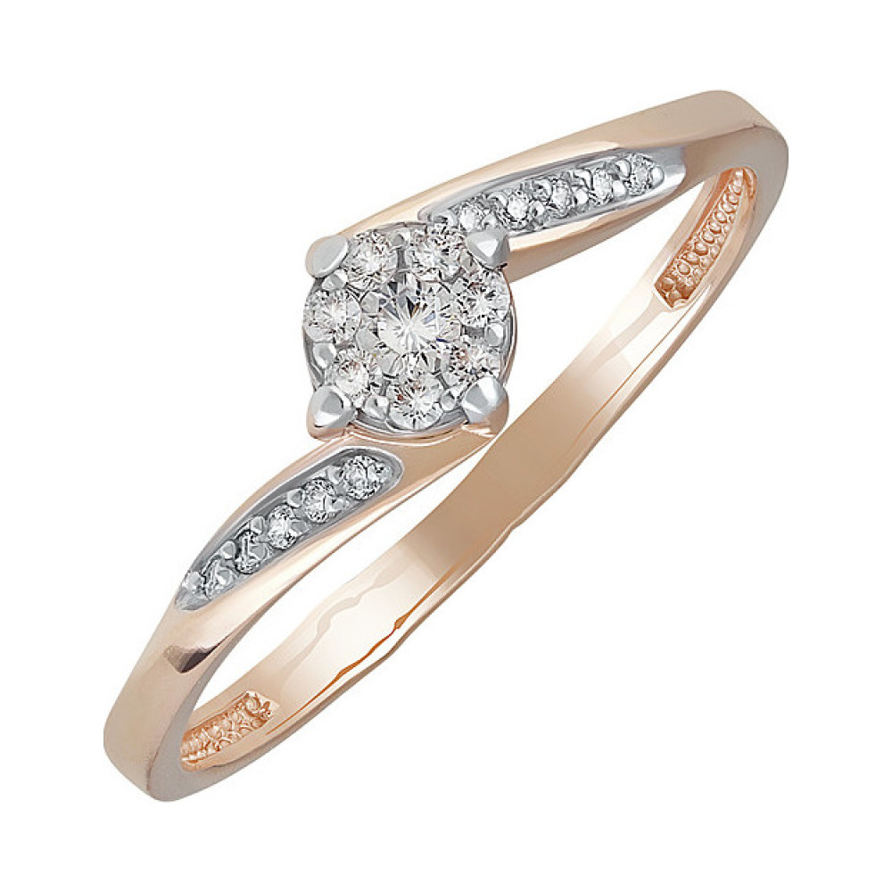 Золотое кольцо с фианитом № 138268