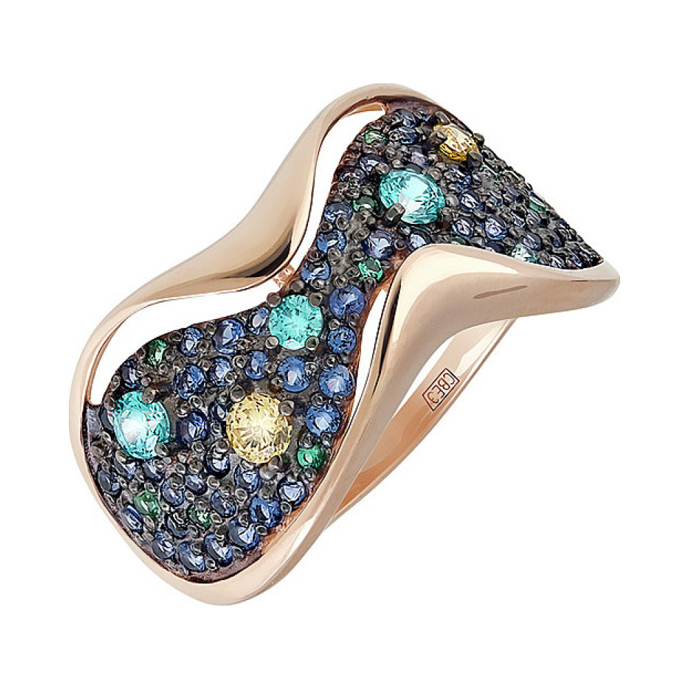 Золотое кольцо с фианитом № 138532