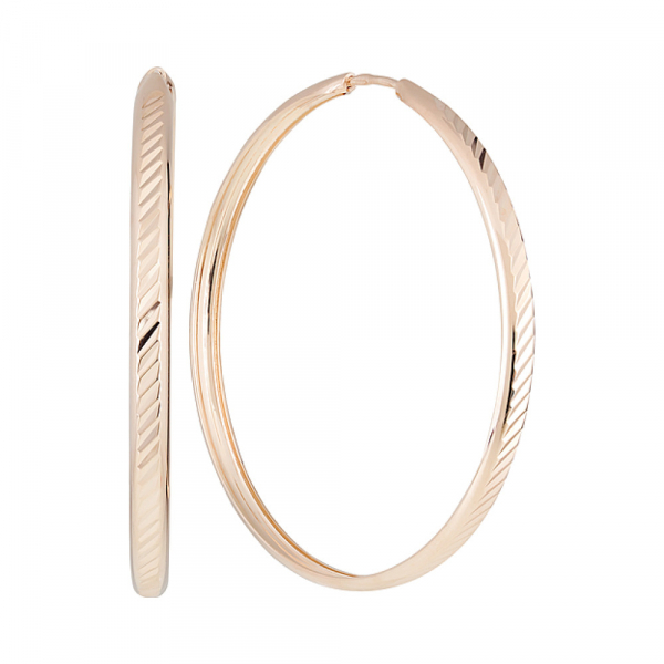 Золотые серьги конго с алмазной гранью № 129722