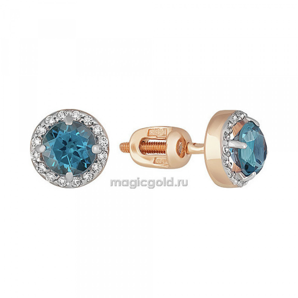 Пуссеты с топазом и фианитом № 159029