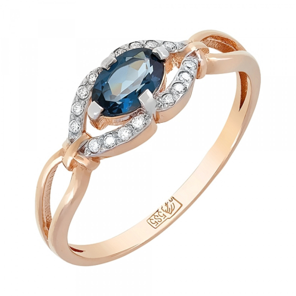 Золотое кольцо с топазом и фианитом № 115367