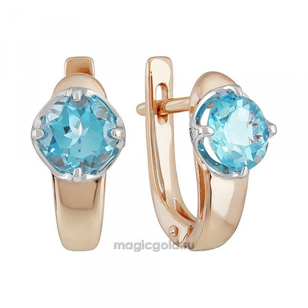 Золотые серьги с топазом и фианитом № 139238