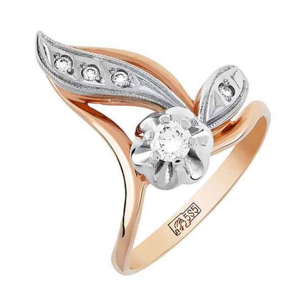 Золотое кольцо с бриллиантом № 4240