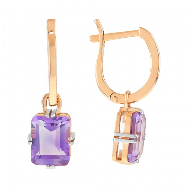 Золотые серьги с аметистом № 86198