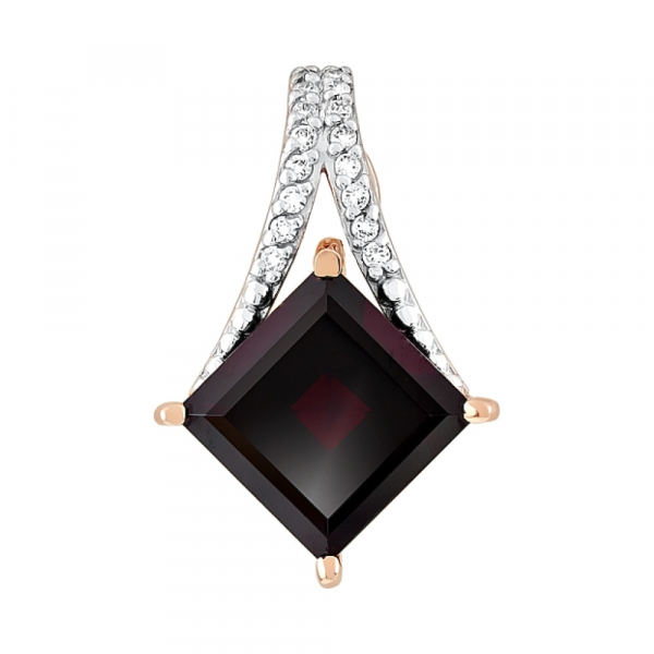 Золотая подвеска с гранатом и фианитом № 118241