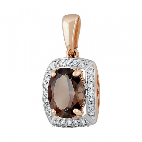 Золотая подвеска с раухтопазом и фианитом № 141441