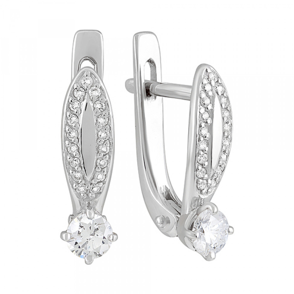 Золотые серьги с бриллиантом № 127662