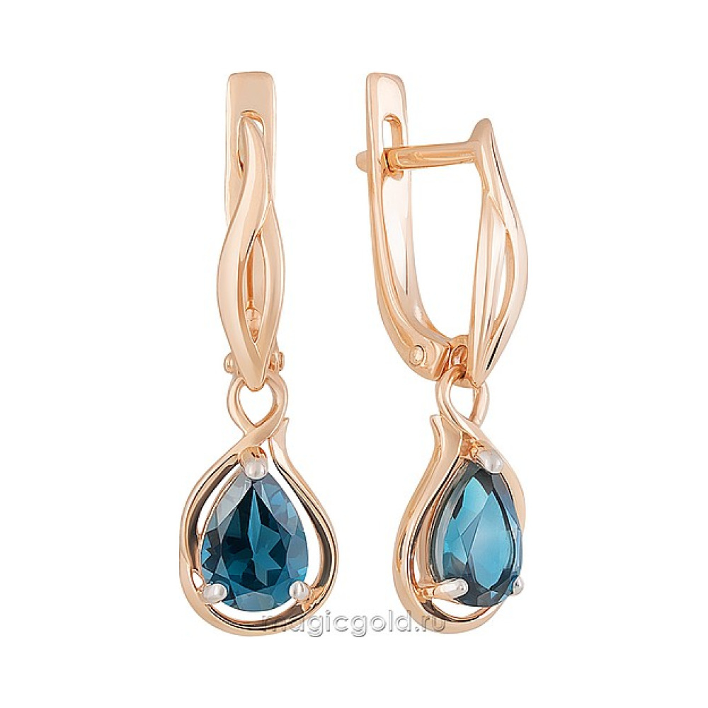 Золотые серьги с топазом № 160585