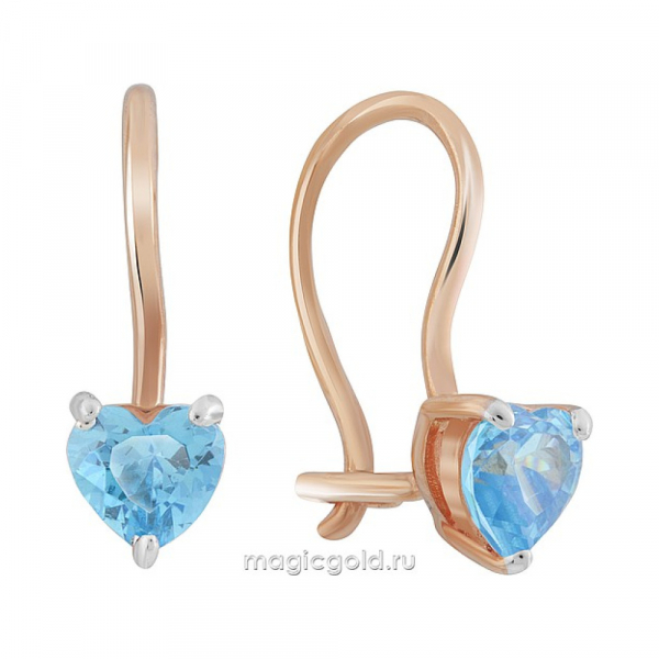 Золотые серьги с фианитом № 172162