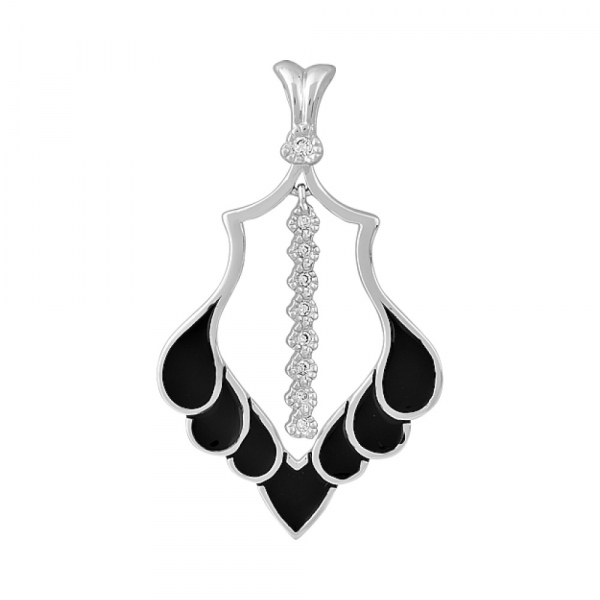 Серебряная подвеска с фианитом и эмалью № 115236