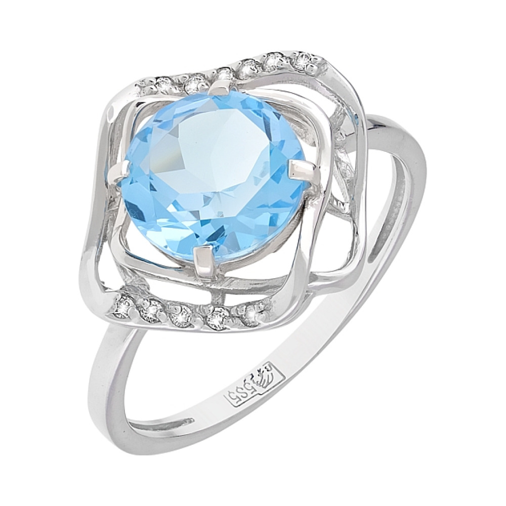 Золотое кольцо с топазом и фианитом № 114083