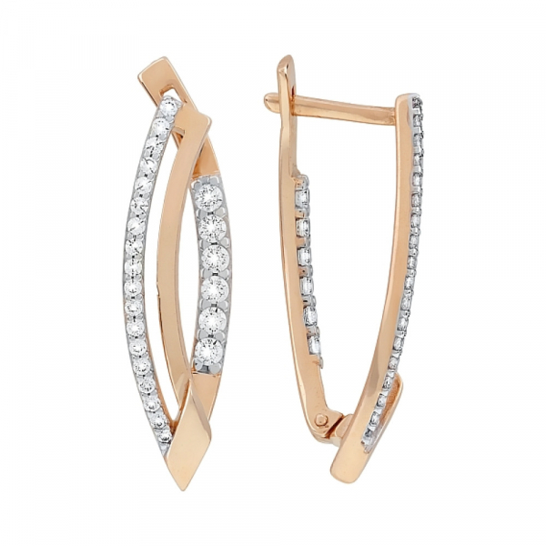 Золотые серьги с фианитами № 116197