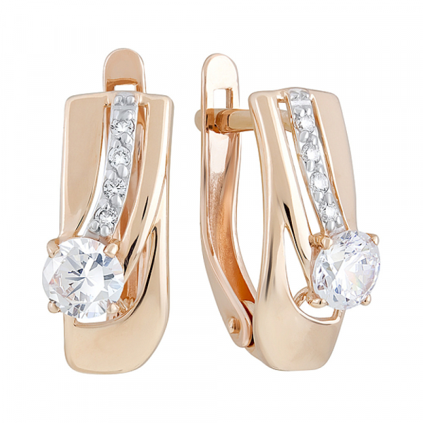 Золотые серьги с фианитом № 127597