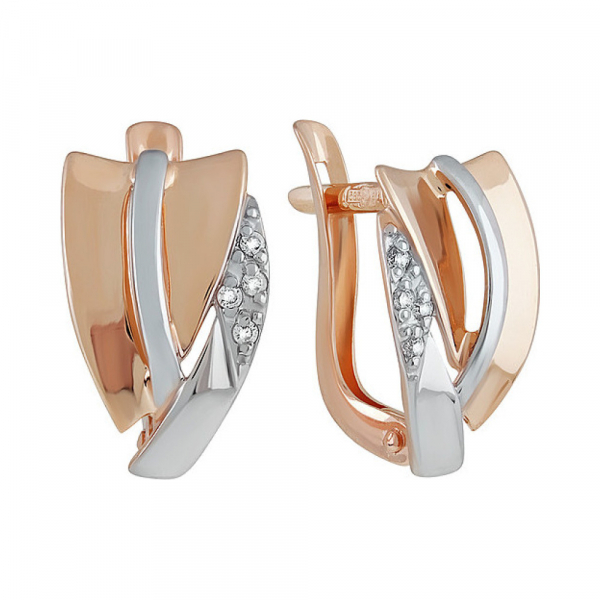 Золотые серьги с фианитом № 136936