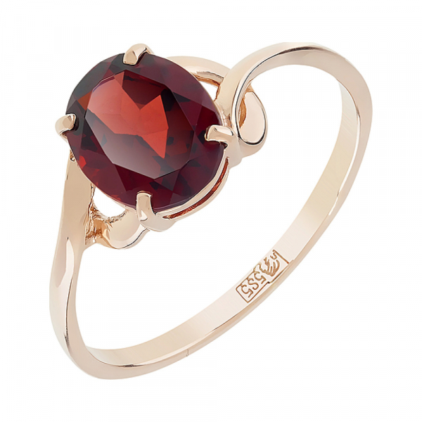 Золотое кольцо с гранатом № 100311