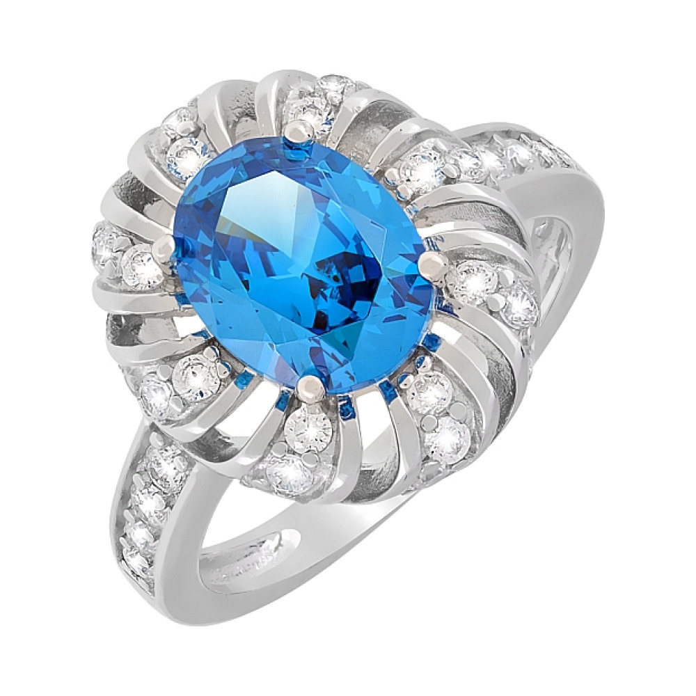 Серебряное кольцо с фианитом № 119088