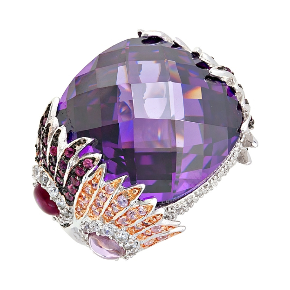 Серебряное кольцо с фианитом № 99619