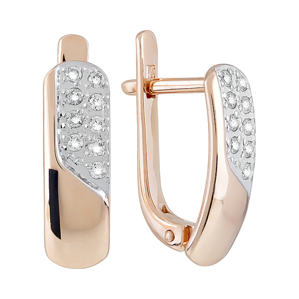 Золотые серьги с фианитами № 109602