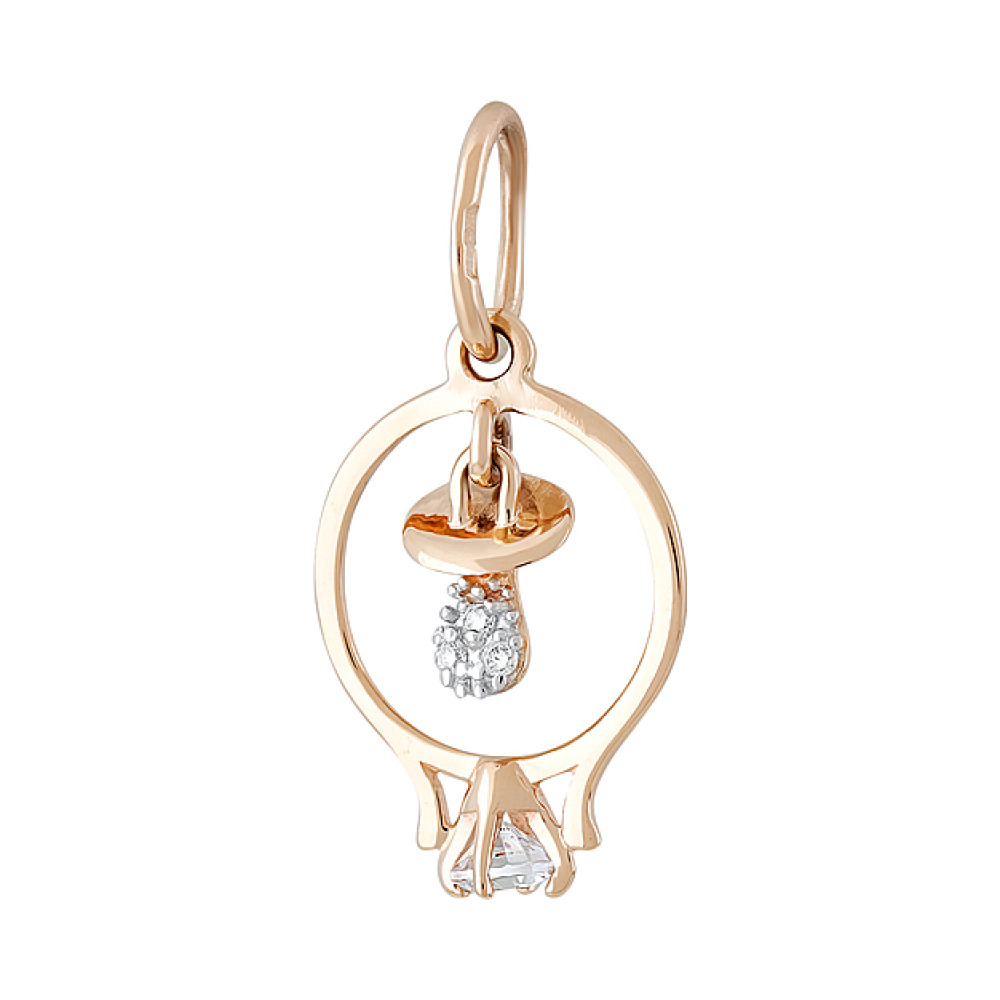 Золотая подвеска с фианитом № 129916