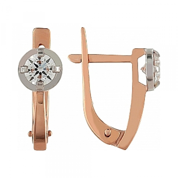 Золотые серьги с бриллиантом № 101039