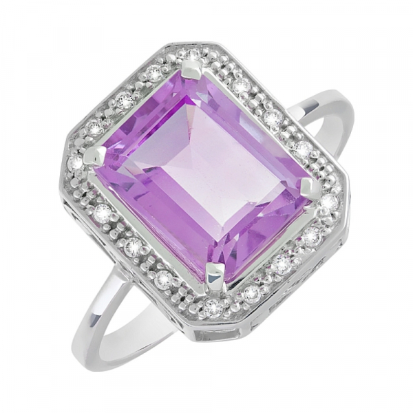 Золотое кольцо с аметистом и фианитом № 80311