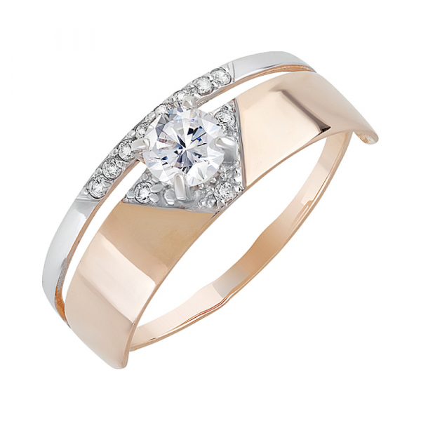 Золотое кольцо с фианитами № 131949