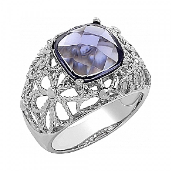 Серебряное кольцо с фианитом № 107314