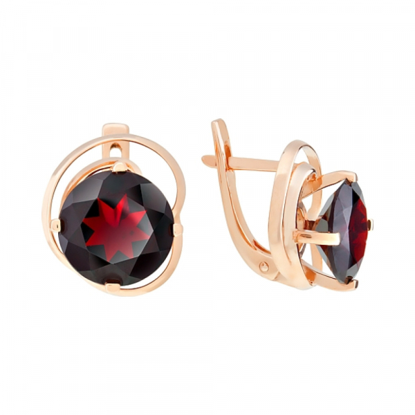 Золотые серьги с гранатом № 107773