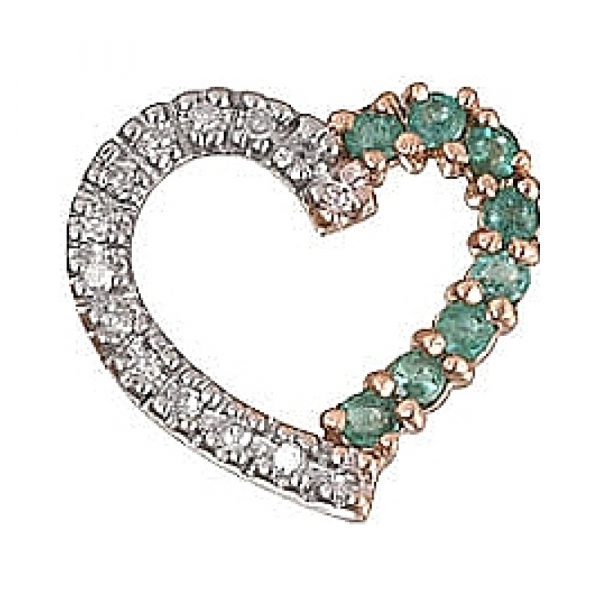 Золотая подвеска с бриллиантом и изумрудом № 3591