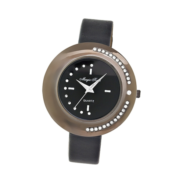Часы кварцевые Magic Time с фианитами  на черном ремешке № 117180