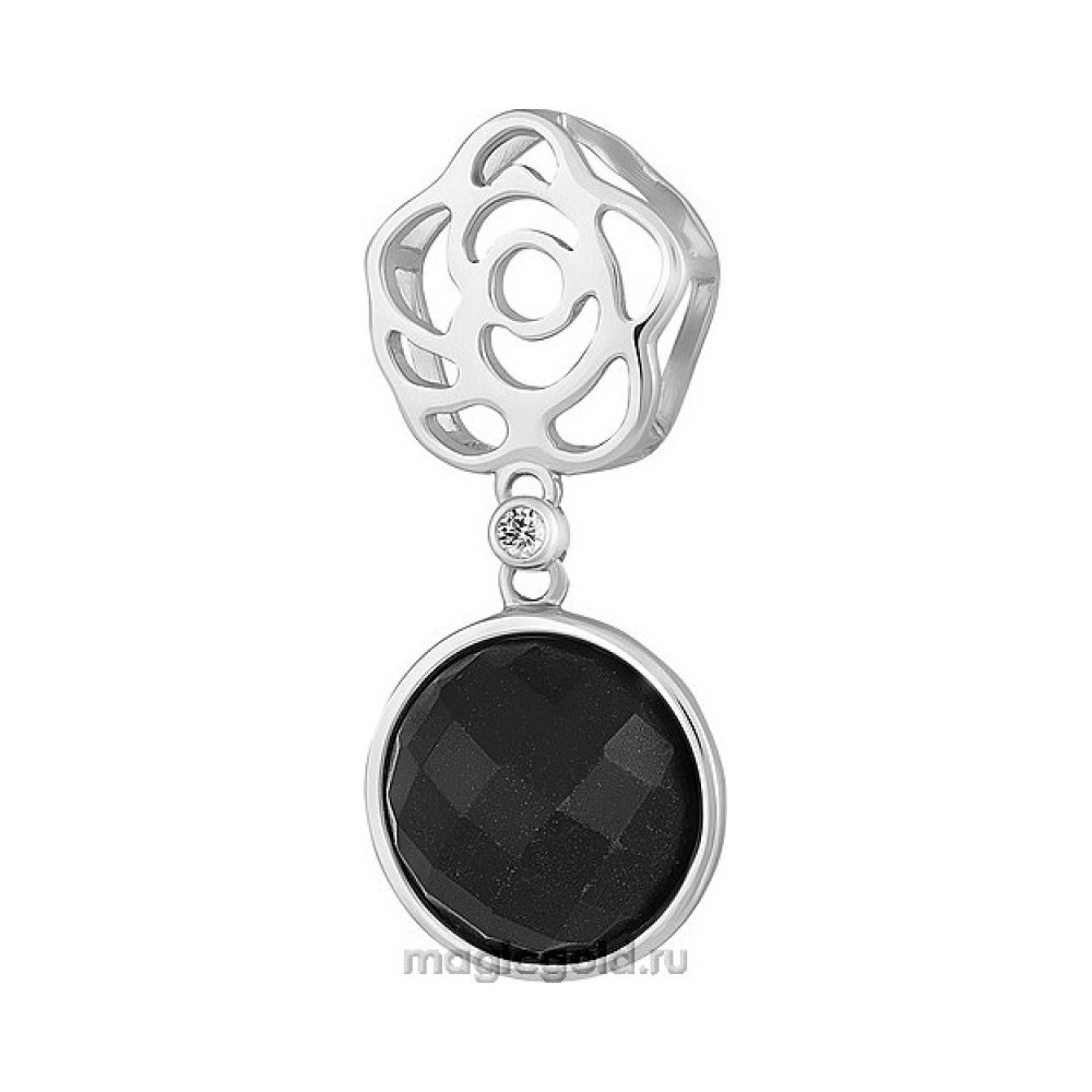 Серебряная подвеска с ониксом и фианитом № 151476