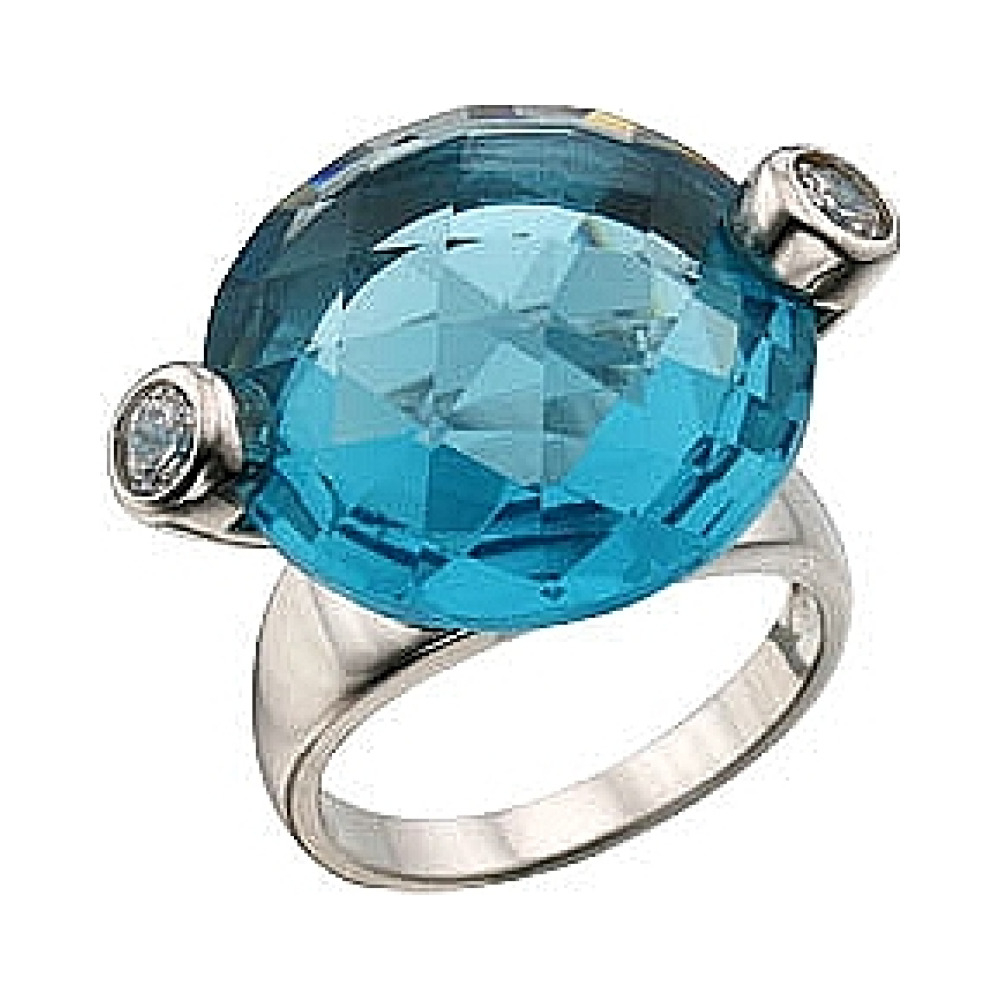 Серебряное кольцо с имитац. шпинели и фианитом № 30903