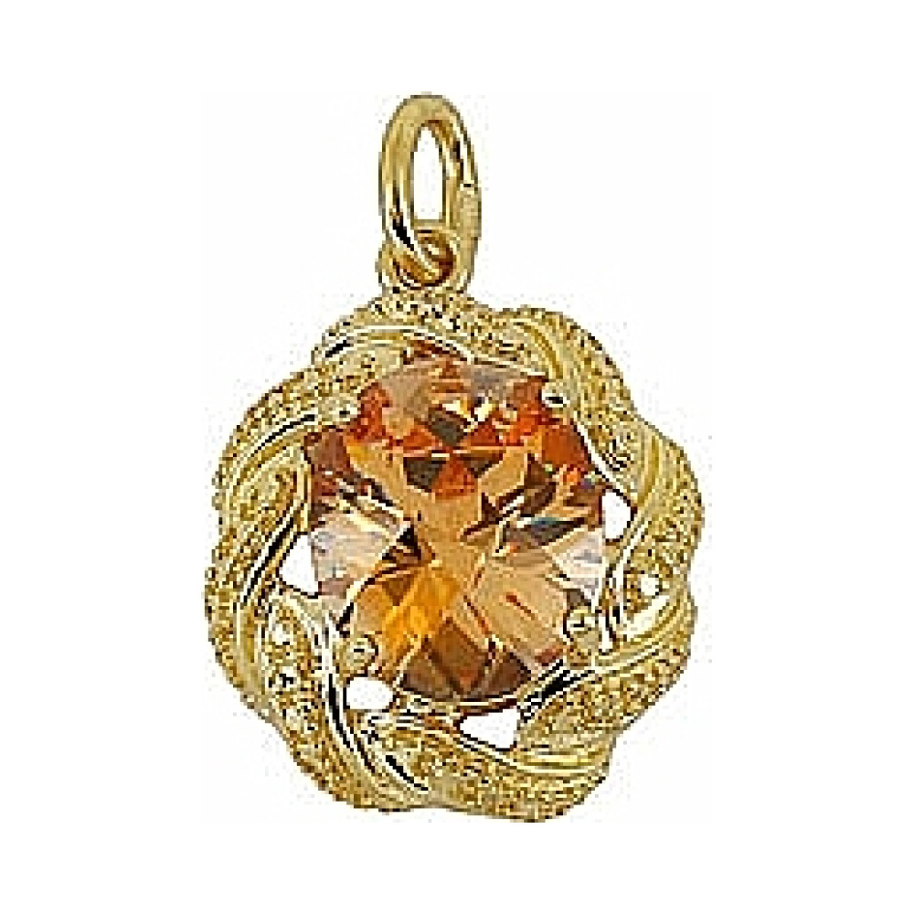 Серебряная подвеска с фианитом и золотым покрытием № 68645