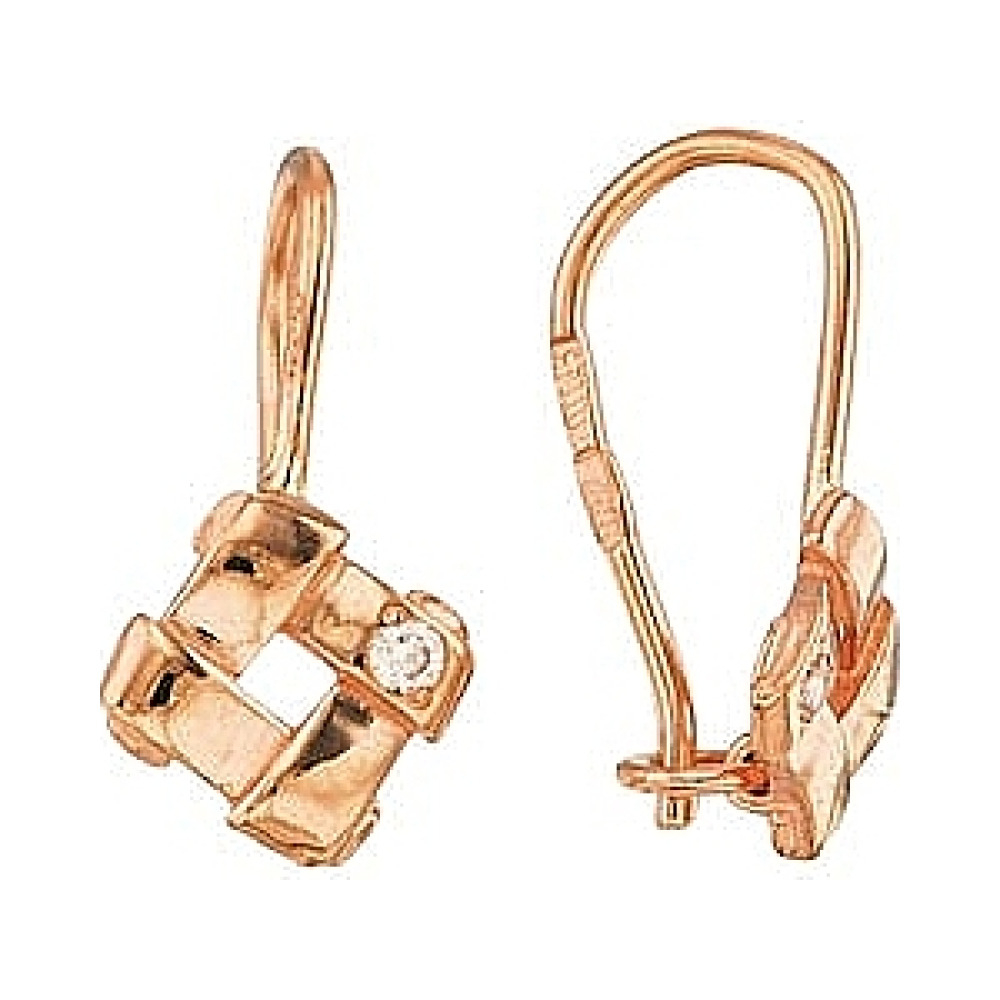 Золотые серьги с фианитом № 28415