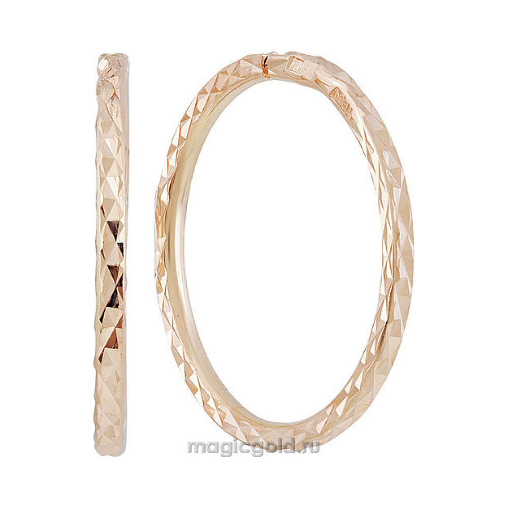 Золотые серьги конго с алмазной гранью № 142256