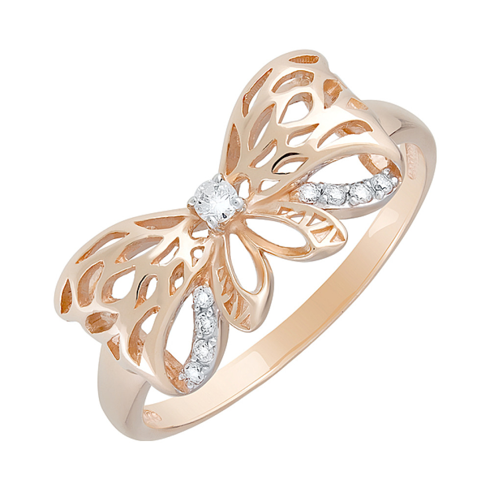 Золотое кольцо с фианитом № 129824