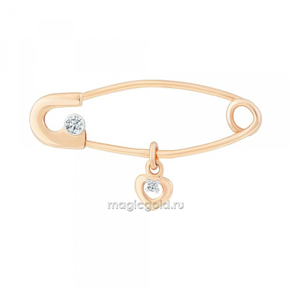 Золотая брошь с фианитом № 171845