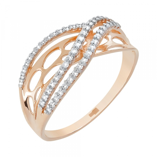 Золотое кольцо с фианитами № 110325